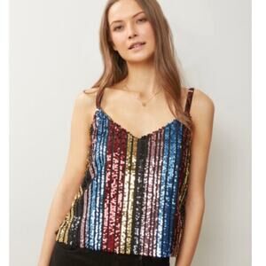 NWT almost famous y2k glam rainbow sequin celebration new years tank top sz M